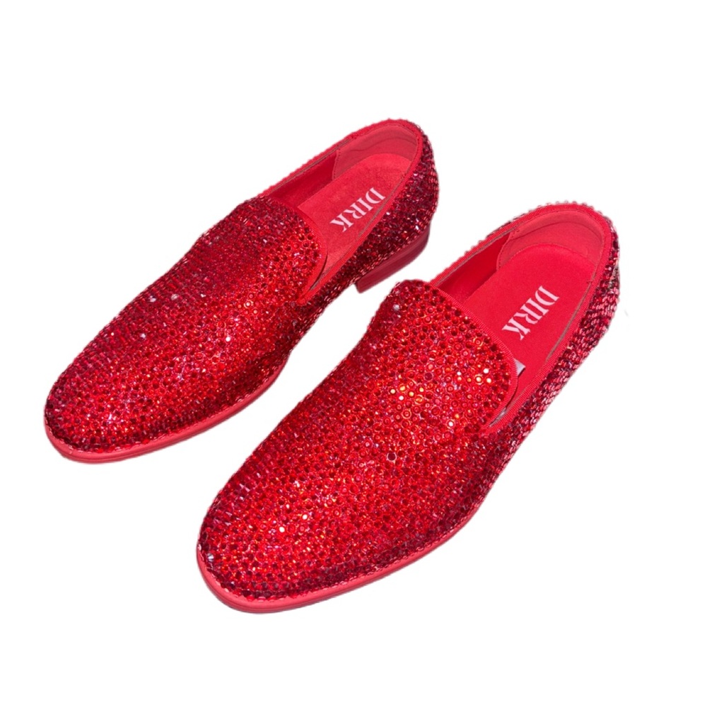 Men’s Red Siam Crystal Slip On Loafers Size 7.5 New